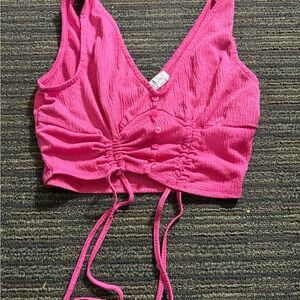 Pink Ruched Crop Top